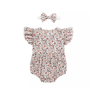 Romper in floral beige