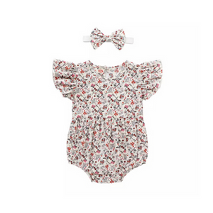 Romper in floral beige