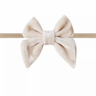 Velvet headband bow in Ivory