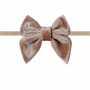Velvet headband bow in khaki